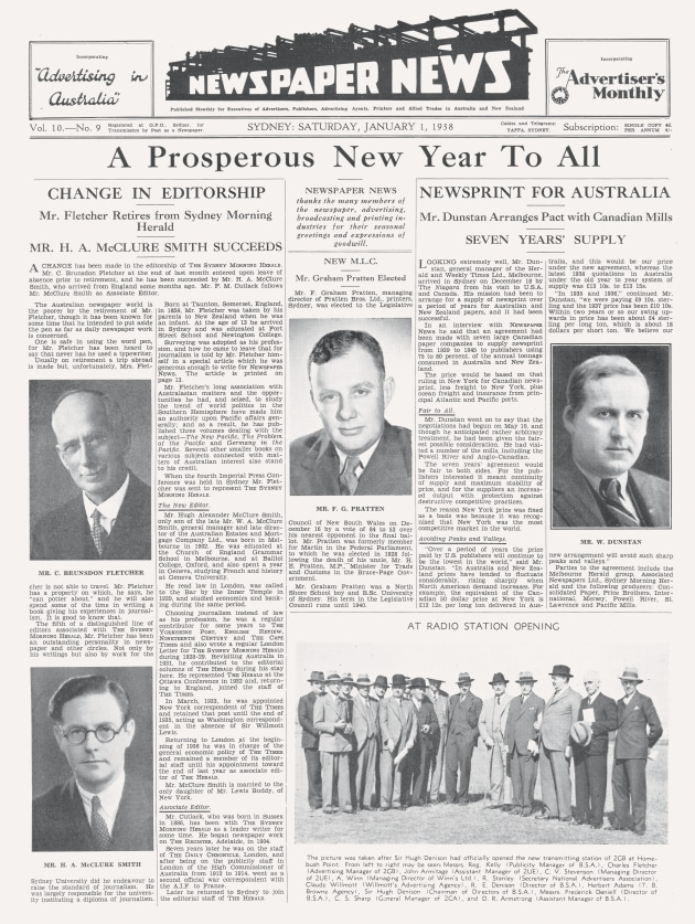 Newspaper news, 1938.